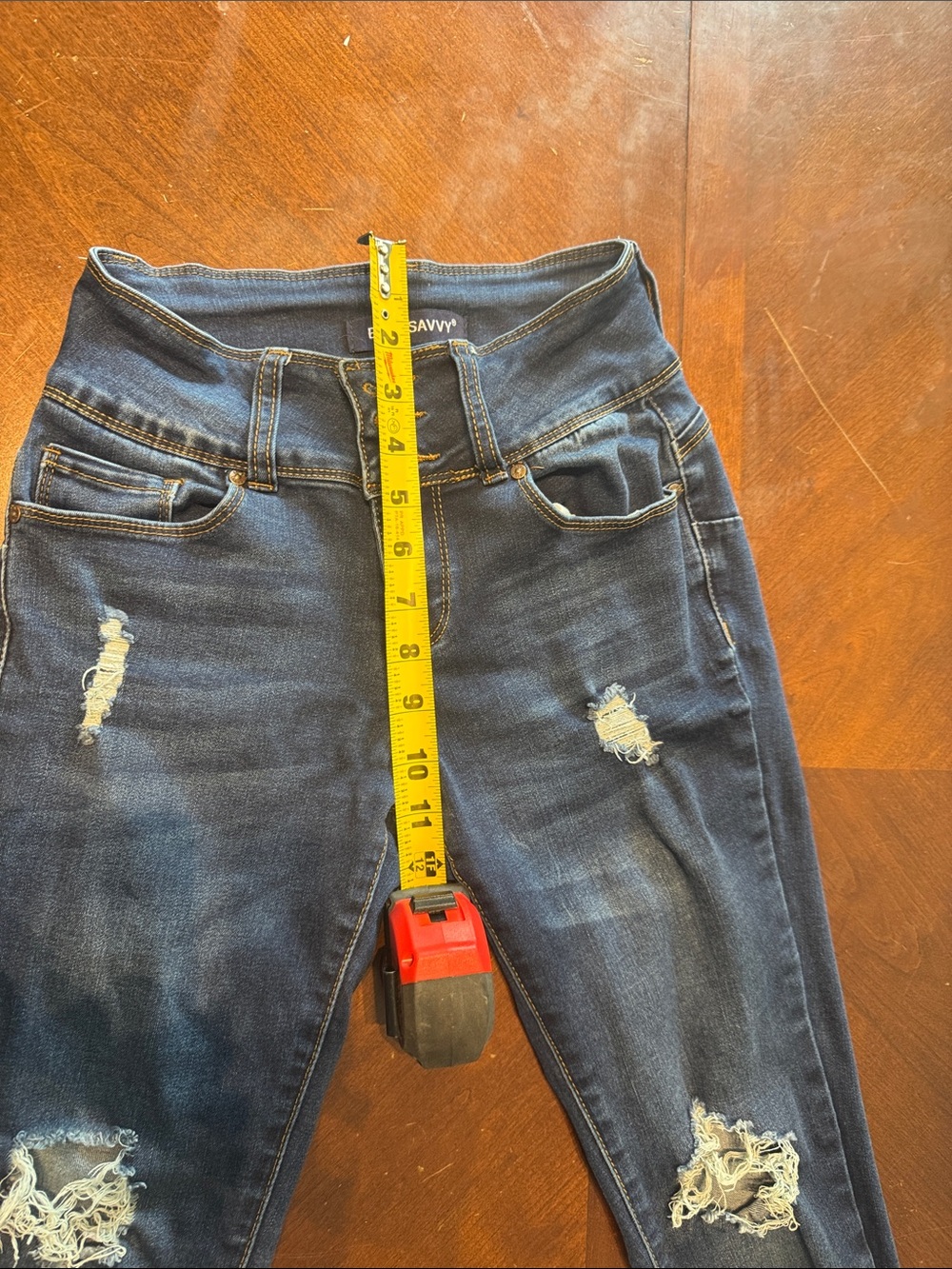 Savvy Dark Blue Distressed Jeggings